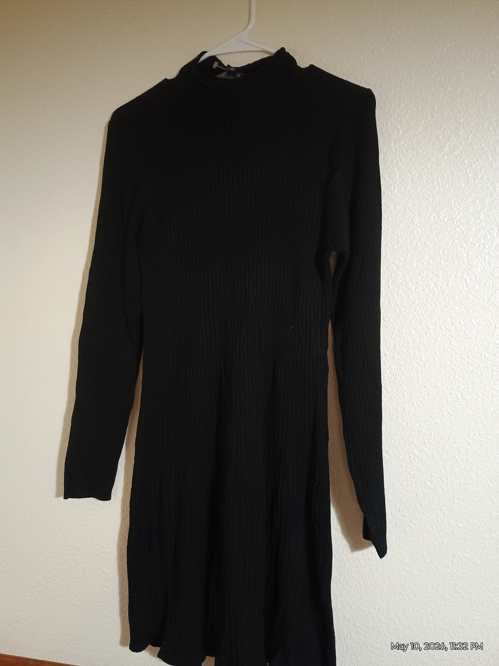Vera Moda Black Ribbed High Neck Dress - Picture 3 of 4